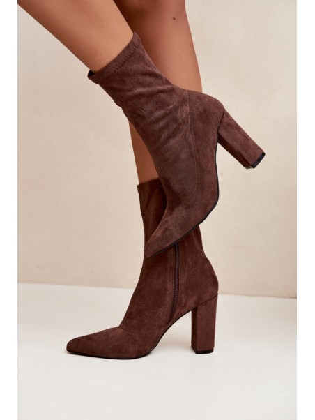 Women's Block Heel Ankle Boots with Stitching Brown Rosivelle