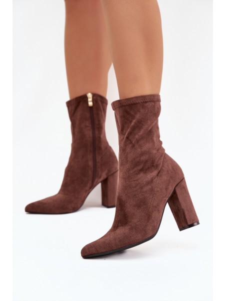 Women's Block Heel Ankle Boots with Stitching Brown Rosivelle