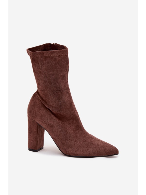 Women's Block Heel Ankle Boots with Stitching Brown Rosivelle