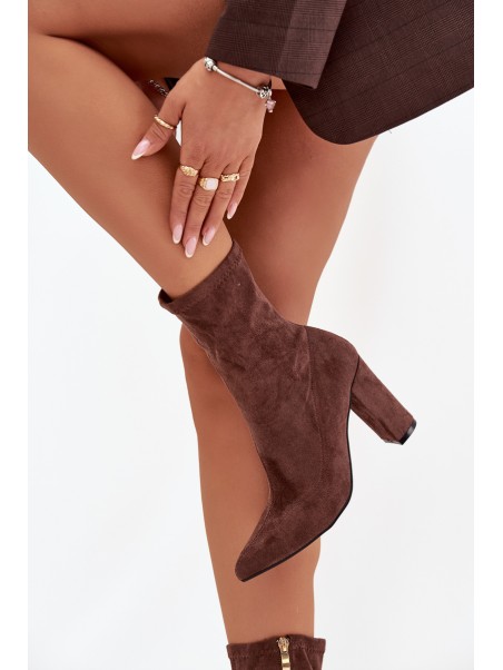 Women's Block Heel Ankle Boots with Stitching Brown Rosivelle