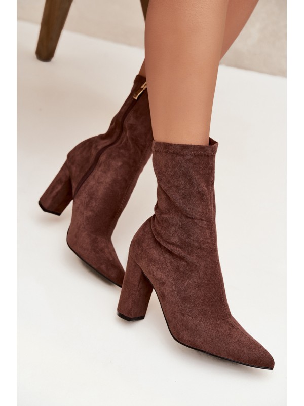 Women's Block Heel Ankle Boots with Stitching Brown Rosivelle