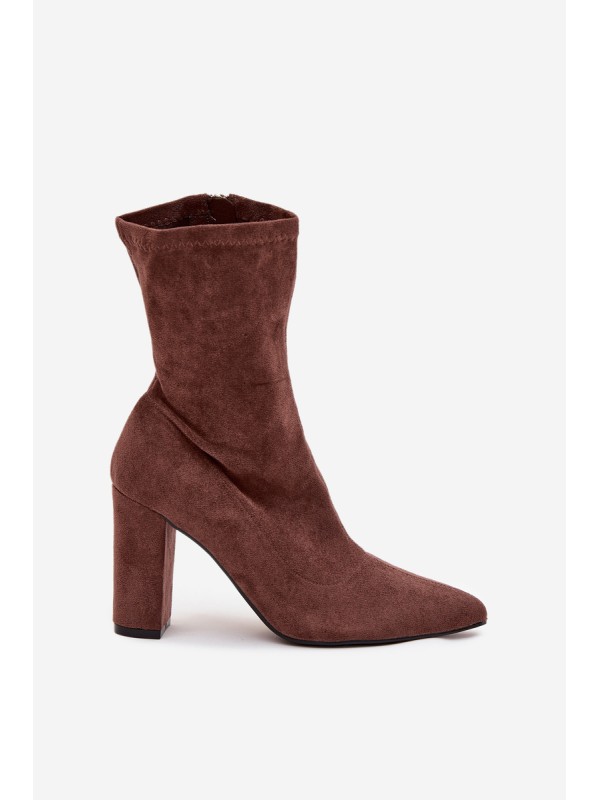 Women's Block Heel Ankle Boots with Stitching Brown Rosivelle