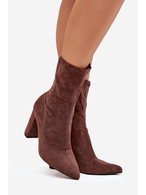 Women's Block Heel Ankle Boots with Stitching Brown Rosivelle