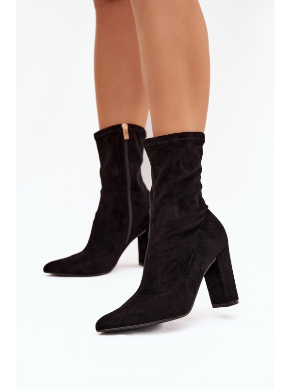 Women's heeled ankle boots with stitching black Rosivelle 2