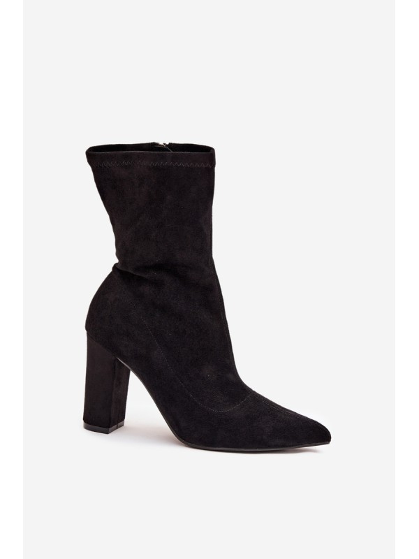 Women's heeled ankle boots with stitching black Rosivelle