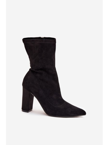 Women's heeled ankle boots with stitching black Rosivelle