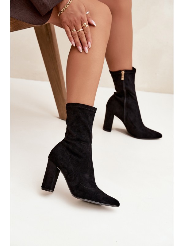 Women's heeled ankle boots with stitching black Rosivelle