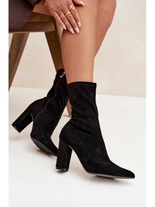 Women's heeled ankle boots with stitching black Rosivelle