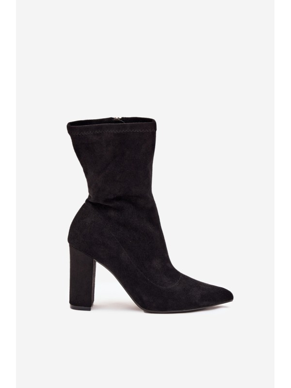 Women's heeled ankle boots with stitching black Rosivelle