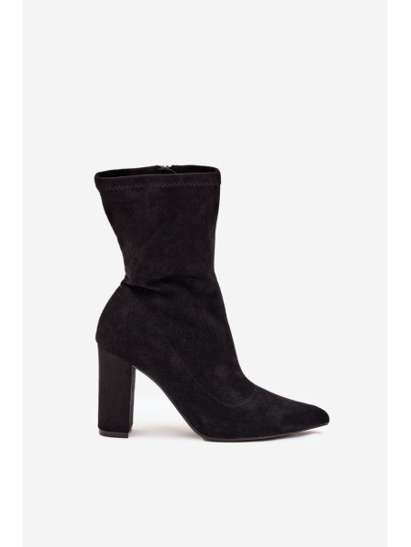 Women's heeled ankle boots with stitching black Rosivelle