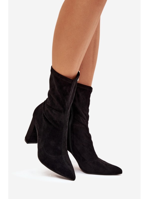 Women's heeled ankle boots with stitching black Rosivelle