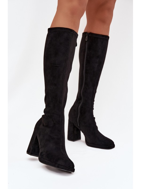 Women's Boots with Stitching on Block Heel Black Brivana 2