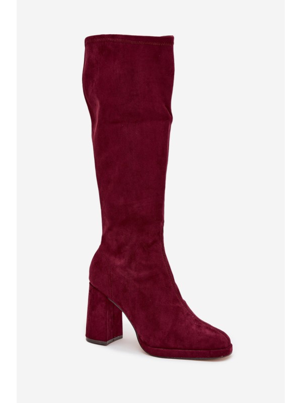 Women's Boots with Stitching on Block Heel Bordeaux Brivana