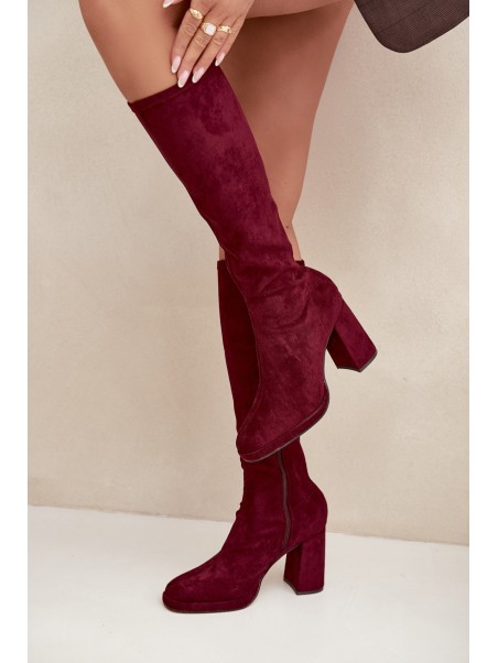 Women's Boots with Stitching on Block Heel Bordeaux Brivana