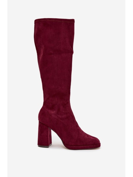 Women's Boots with Stitching on Block Heel Bordeaux Brivana