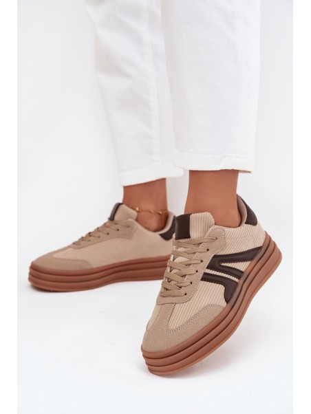 Velvet Women's Sneakers On Platform Beige Corynelle