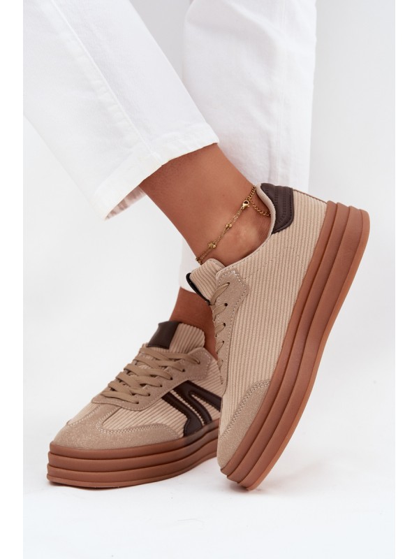 Velvet Women's Sneakers On Platform Beige Corynelle