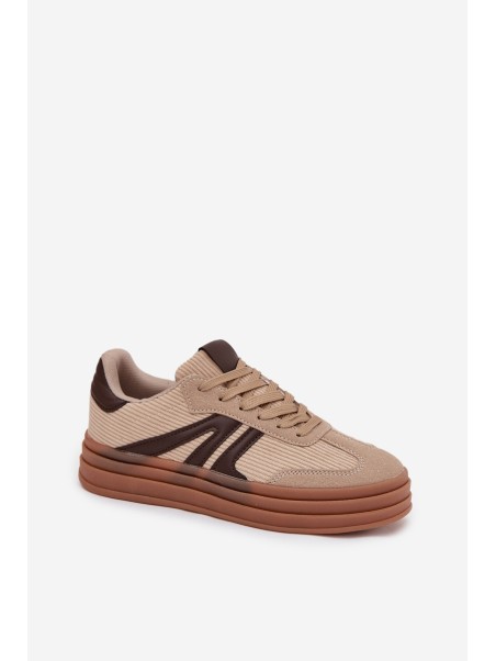 Velvet Women's Sneakers On Platform Beige Corynelle