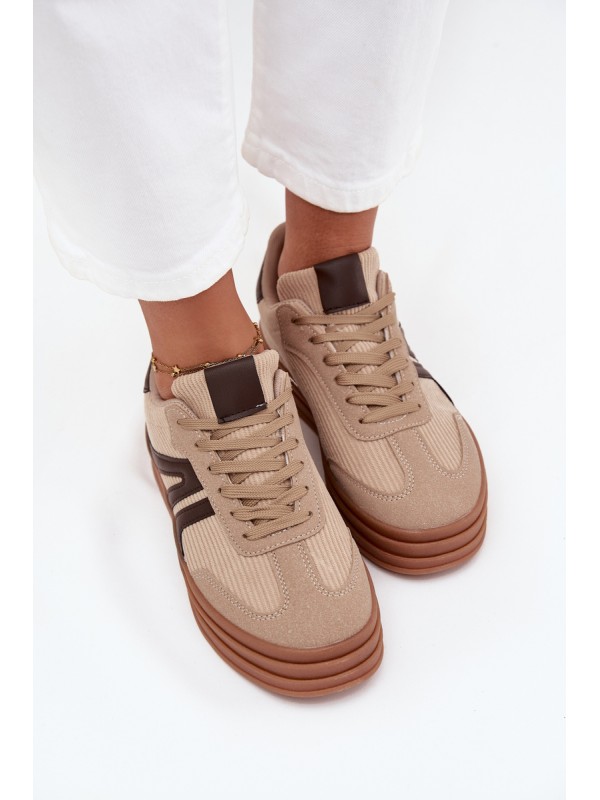 Velvet Women's Sneakers On Platform Beige Corynelle