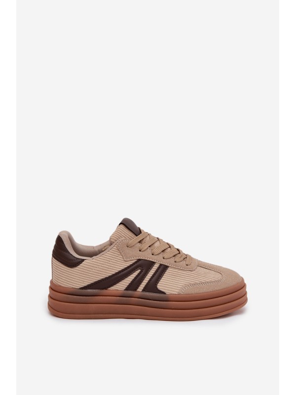 Velvet Women's Sneakers On Platform Beige Corynelle