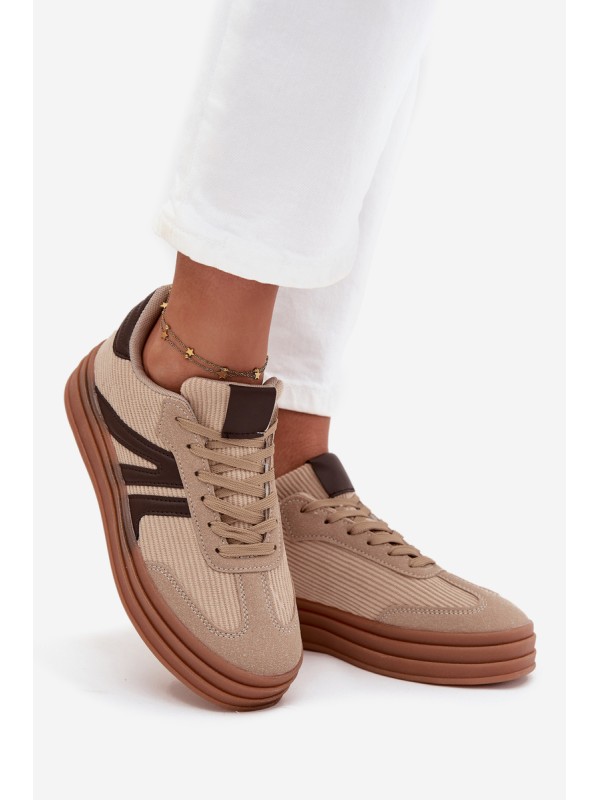 Velvet Women's Sneakers On Platform Beige Corynelle