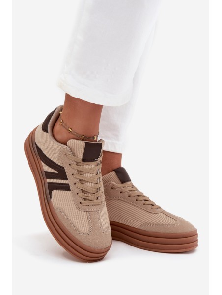 Velvet Women's Sneakers On Platform Beige Corynelle