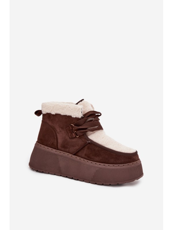 Women's snow boots on platform with fur brown Florivelle