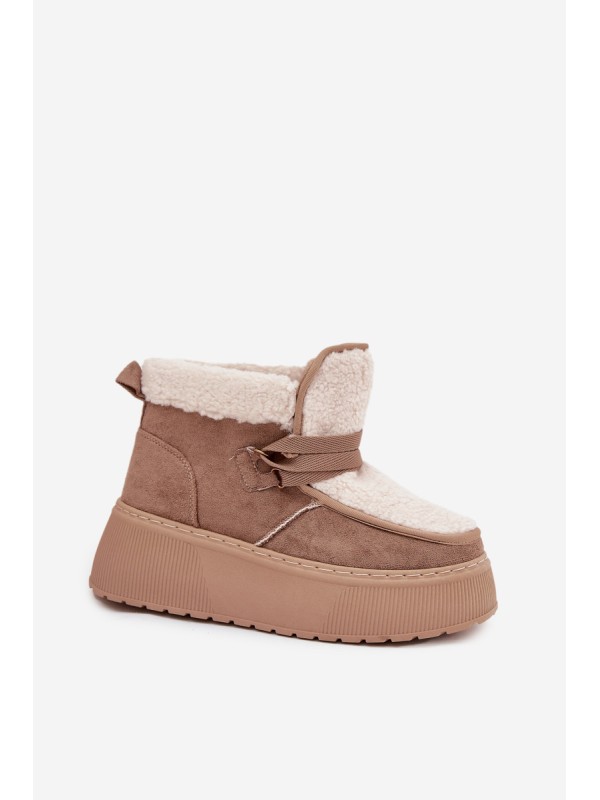 Women's Snow Boots on Platform with Fur Beige Florivelle