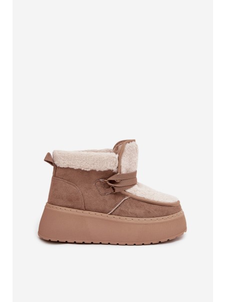 Women's Snow Boots on Platform with Fur Beige Florivelle