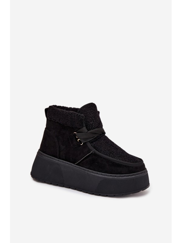 Women's Snow Boots On Platform With Fur Black Florivelle