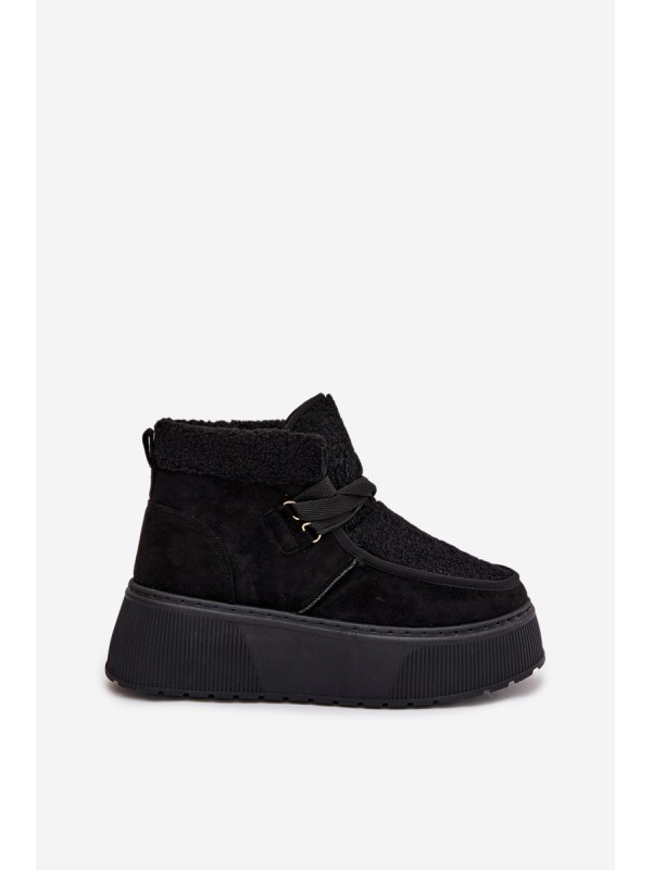 Women's Snow Boots On Platform With Fur Black Florivelle