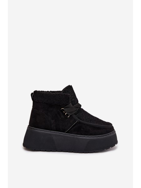 Women's Snow Boots On Platform With Fur Black Florivelle