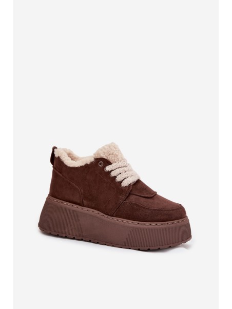 Women's Snow Boots On Platform With Shearling Type Lamb Brown Luma