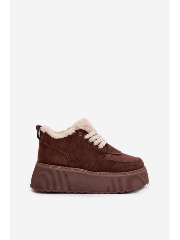 Women's Snow Boots On Platform With Shearling Type Lamb Brown Luma