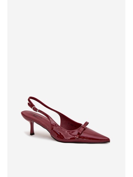 Patent leather pumps with heel with bow burgundy Olvena