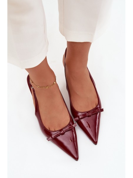 Patent leather pumps with heel with bow burgundy Olvena