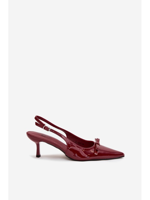 Patent leather pumps with heel with bow burgundy Olvena