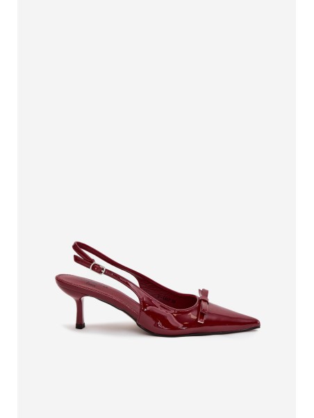 Patent leather pumps with heel with bow burgundy Olvena