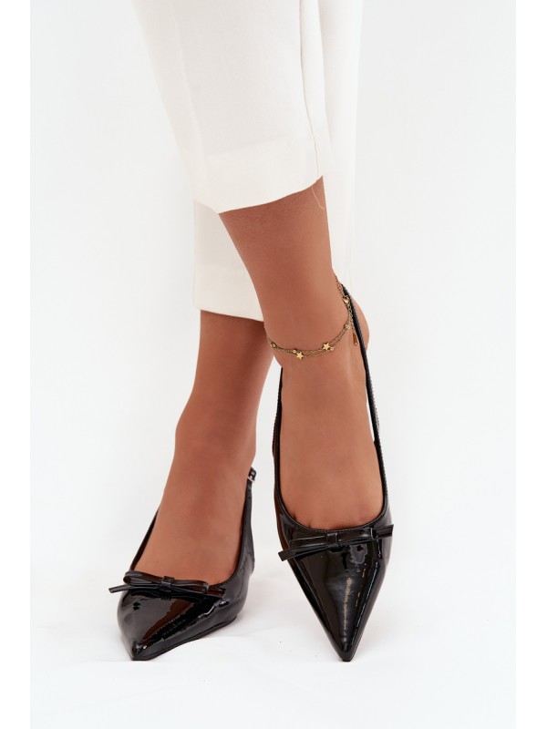 Patent Leather Heeled Pumps With Bow Black Olvena