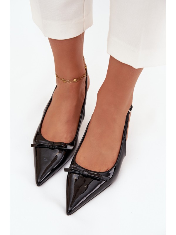 Patent Leather Heeled Pumps With Bow Black Olvena