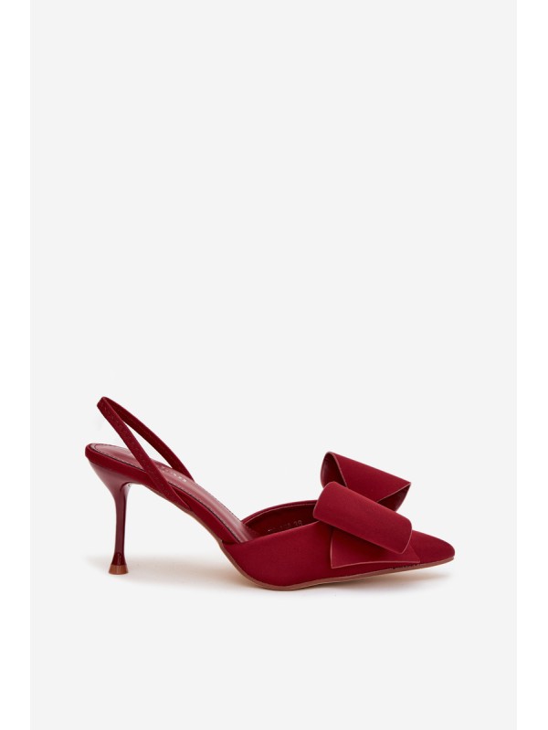 High heels with open heels and bow Bordeaux Eklevia