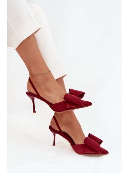 High heels with open heels and bow Bordeaux Eklevia