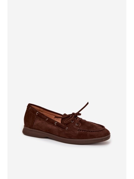 Women's Flat Loafers with Laces Chocolate Zalina