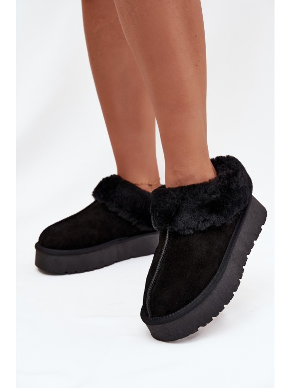 Leather Suede Snow Boots Women's With Fur Black Mivelle