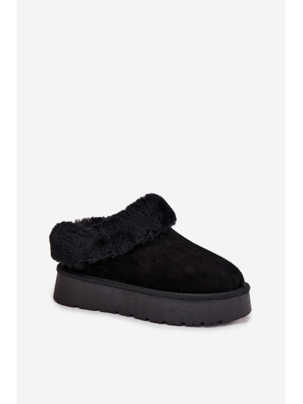 Leather Suede Snow Boots Women's With Fur Black Mivelle