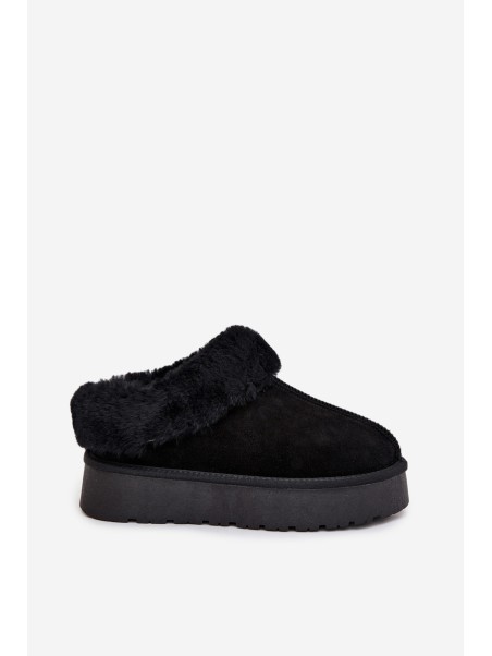 Leather Suede Snow Boots Women's With Fur Black Mivelle