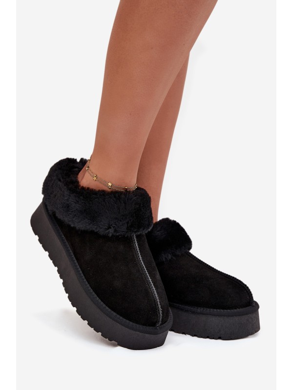 Leather Suede Snow Boots Women's With Fur Black Mivelle