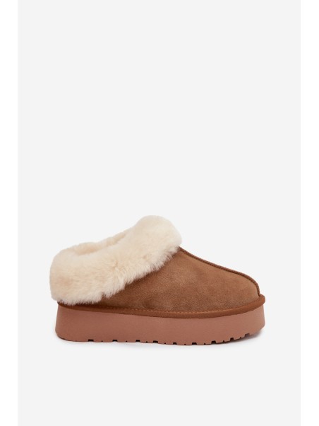 Leather Suede Snow Boots for Women with Fur Camel Mivelle