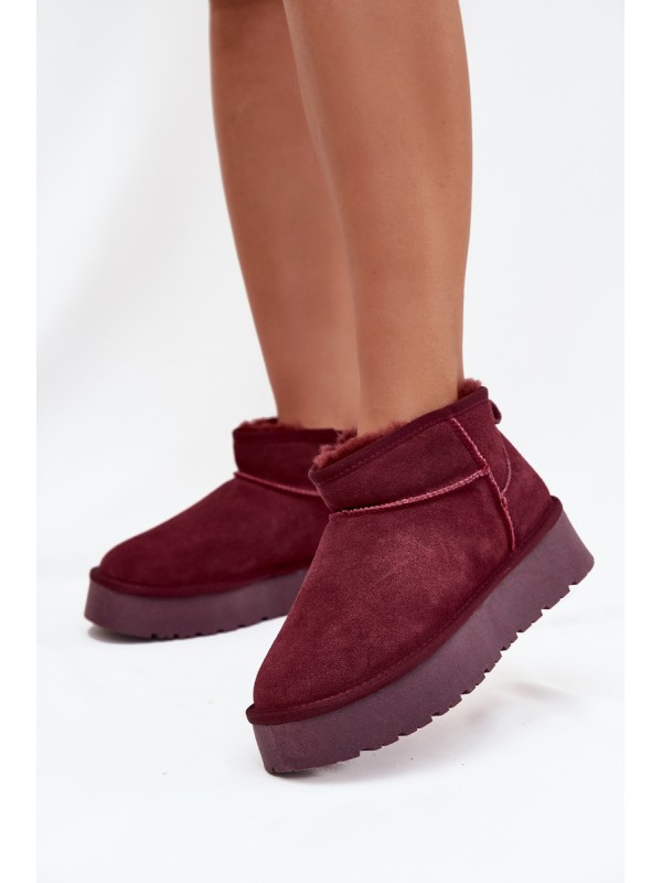 Stylish Suede Low Snow Boots Burgundy Nucca 2