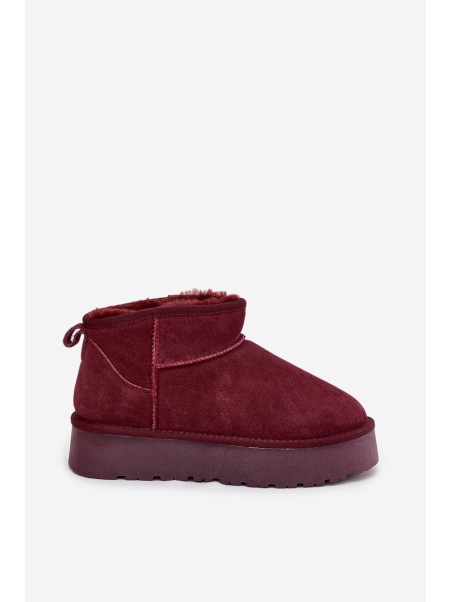 Stylish Suede Low Snow Boots Burgundy Nucca